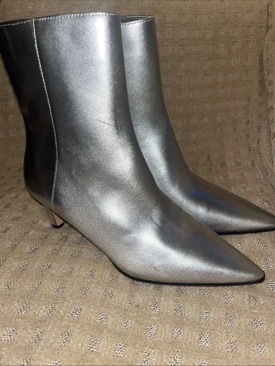J. Crew Shoes - J. Crew Leather metallic Silver Pointed Toe Ankle Booties